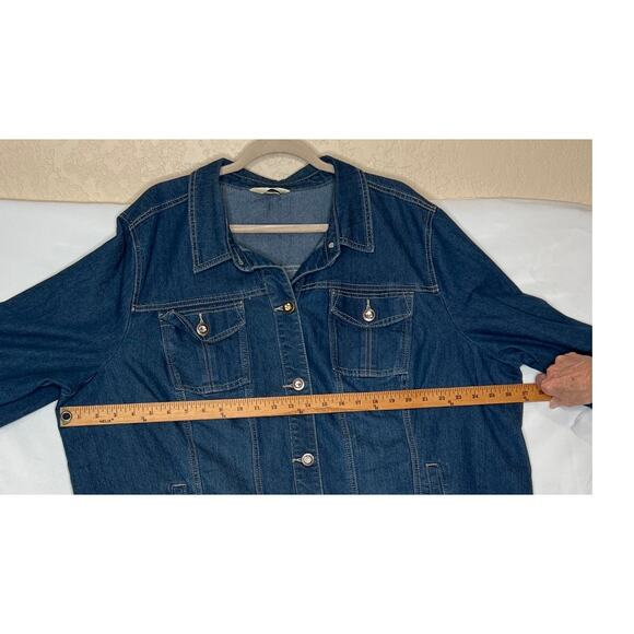 CJ Banks size 3X denim jacket large interior pocket button up outdoor walking - Picture 3 of 12